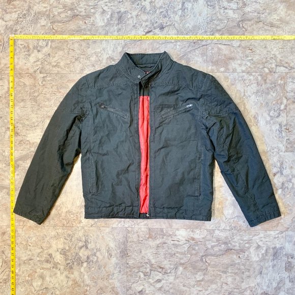 Vintage 80's JJO Racing Jacket Dark Gray Ripstop with Red lining - Size Large L - Picture 1 of 8